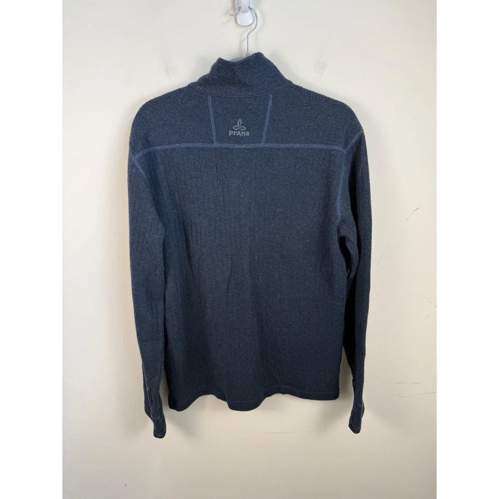 Prana Barclay Full Zip Sweater Mens Medium Charcoal Blue Recycled Wool M2BARC310